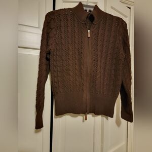 Liz Claiborne Brown Cable Knit Women's Sweater Size Large EUC